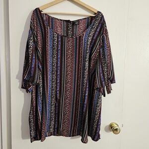 SIZE 6 TORRID short sleeve striped floral multicolor shirt